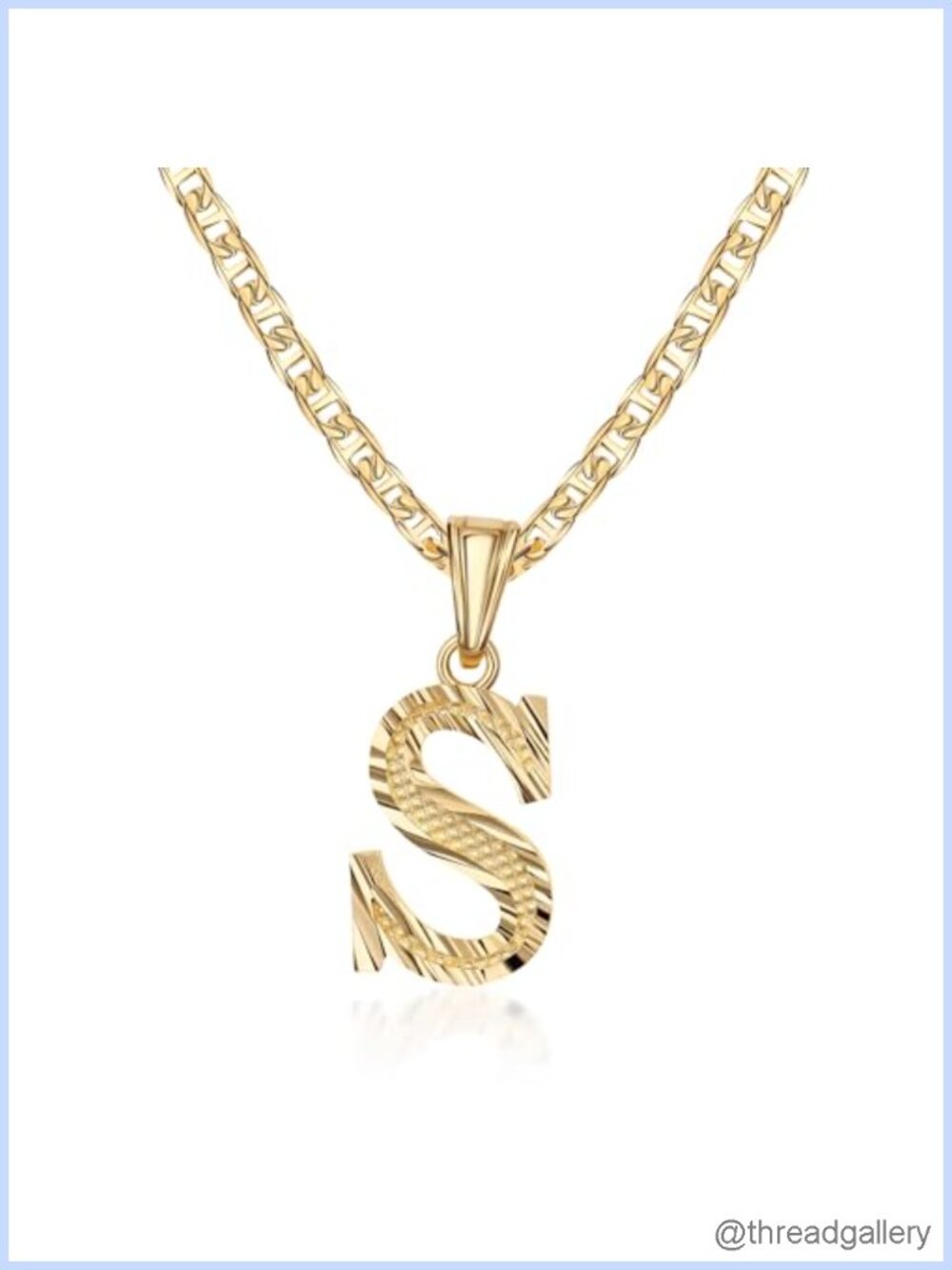 18K Gold Plated Initial Necklace Diamond Cut Waterproof Brazilian
